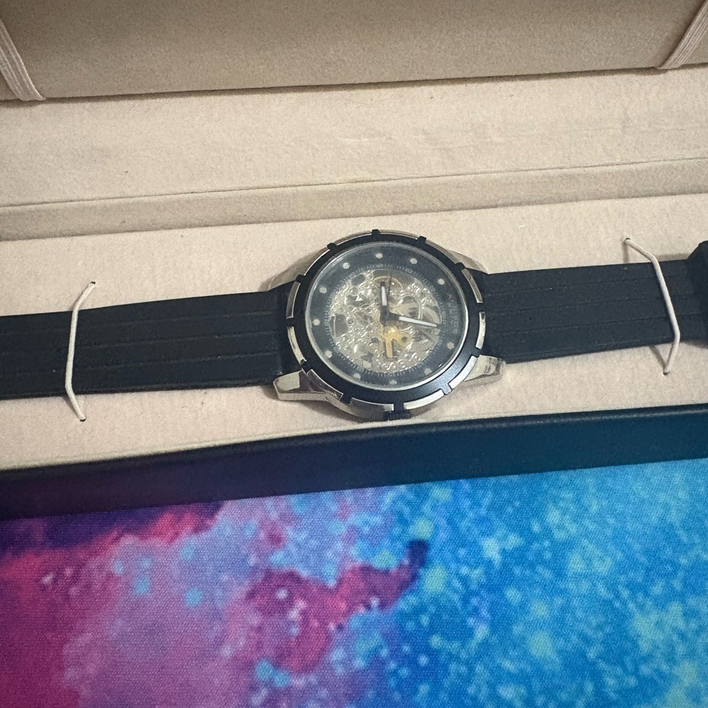 Akribos XXIV Black and Silver Watch